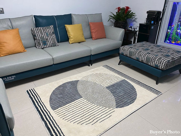 Modern Area Rugs for Dining Room, Geometric Modern Rugs for Bedroom, Modern Area Rugs under Coffee Table, Abstract Contemporary Area Rugs-ArtWorkCrafts.com