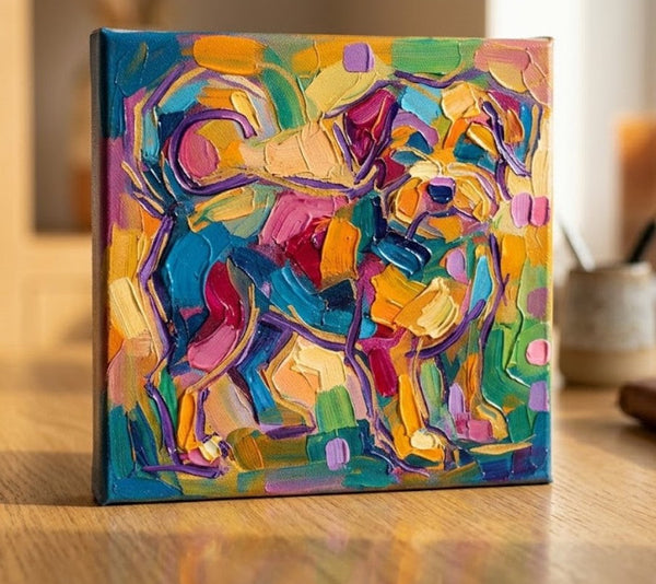 Original Acrylic Paintings, Small Art on Canvas, Abstract Pet Portrait Painting, Hand Painted Canvas Art, Abstract Terrier Dog Portrait, Impasto Artwork, Heavy Texture Painting-ArtWorkCrafts.com