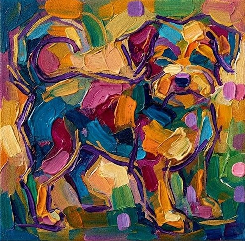 Original Acrylic Paintings, Small Art on Canvas, Abstract Pet Portrait Painting, Hand Painted Canvas Art, Abstract Terrier Dog Portrait, Impasto Artwork, Heavy Texture Painting-ArtWorkCrafts.com