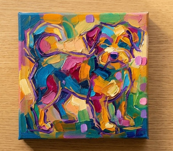 Original Acrylic Paintings, Small Art on Canvas, Abstract Pet Portrait Painting, Hand Painted Canvas Art, Abstract Terrier Dog Portrait, Impasto Artwork, Heavy Texture Painting-ArtWorkCrafts.com
