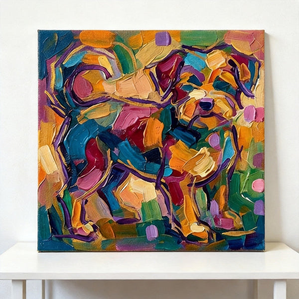 Original Acrylic Paintings, Small Art on Canvas, Abstract Pet Portrait Painting, Hand Painted Canvas Art, Abstract Terrier Dog Portrait, Impasto Artwork, Heavy Texture Painting-ArtWorkCrafts.com