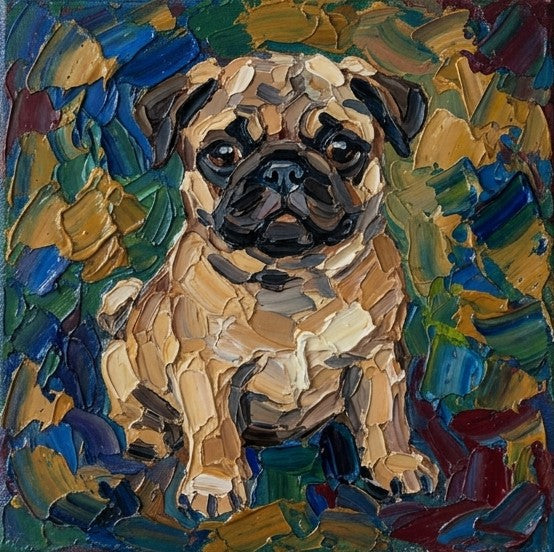Small Art on Canvas, Abstract Pet Portrait Painting, Hand Painted Canvas Art, Original Acrylic Paintings, Abstract Pug Dog Portrait, Impasto Artwork, Heavy Texture Painting-ArtWorkCrafts.com