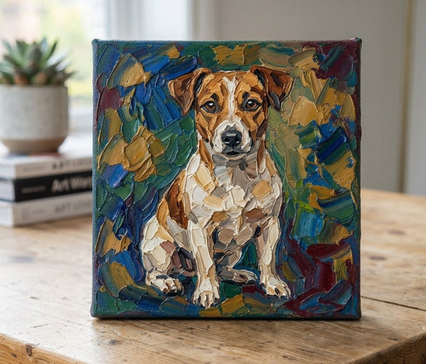 Original Acrylic Paintings, Abstract Golden Retriever Dog Portrait, Abstract Pet Portrait Painting, Hand Painted Canvas Art, Impasto Artwork, Heavy Texture Painting, Small Art on Canvas-ArtWorkCrafts.com