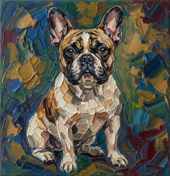 French Bulldog Dog Portrait, Hand Painted Canvas Art, Impasto Artwork, Abstract Pet Portrait Painting, Original Acrylic Paintings, Heavy Texture Painting, Small Art on Canvas-ArtWorkCrafts.com