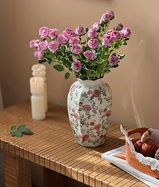 Rustic Porcelain Flower Vases, Handmade Water Holding Flower Vases, Ceramic Bouquet Vases, Tall Flower Vases on Table-ArtWorkCrafts.com