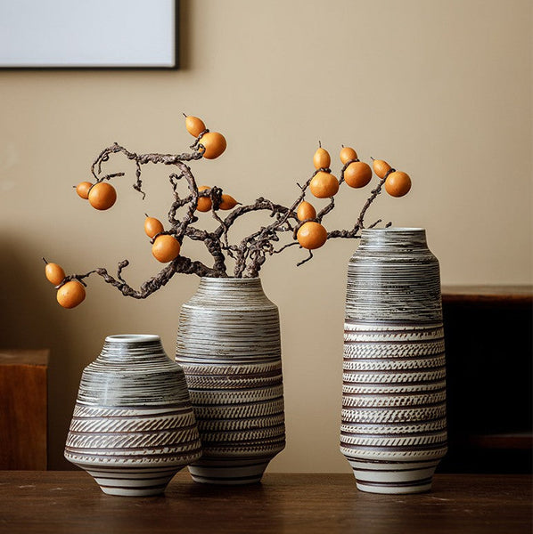 Modern Bouquet Flower Vases, Centerpiece on Dining Table, Handmade Pottery Flower Vases Urn, Water Holding Flower Vases, Large Flower Vase on Table-ArtWorkCrafts.com