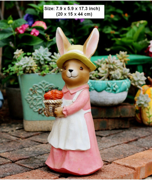 Garden Animal Sculpture Rabbit Statues, Garden Decor Ideas, Animal Statue for Garden Ornament, Villa Courtyard Decor, Outdoor Garden Decoration-ArtWorkCrafts.com