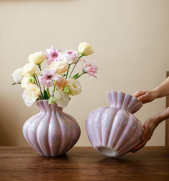 Handmade Water Holding Flower Vases, Porcelain Flower Vases, Modern Flower Vase Centerpiece on Table, Ceramic Bouquet Vases-ArtWorkCrafts.com