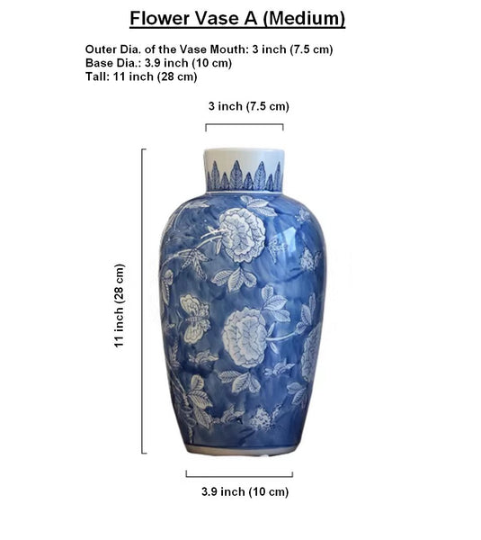 Centerpiece Ceramic Bouquet Vases, Handmade Modern Flower Vase, Large Flower Vases on Dining Table, Blue Porcelain Flower Vases-ArtWorkCrafts.com