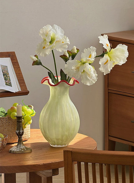 French Vintage Glass Flower Vases, Glass Bud Vases, Flower Vases on Table, Handmade Water Holding Flower Vases-ArtWorkCrafts.com