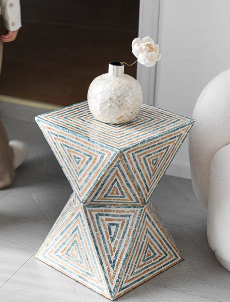 Modern Small End Table, Contemporary Small Sofa Side Table, Unique Shell Small Side Table, Portable Casual Side Table, Creative Coffee Table-ArtWorkCrafts.com