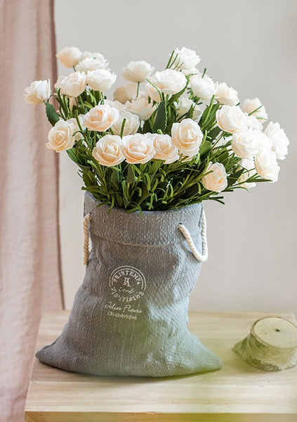 Flower Arrangement Ideas for Living Room, White Camellia Flowers, Modern Artificial Flowers for Home Decoration, Simple Artificial Floral for Bedroom-ArtWorkCrafts.com