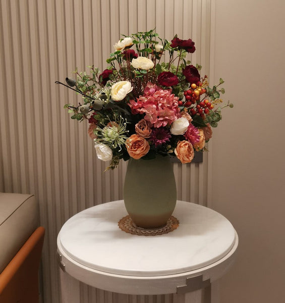 Modern Large Bunch of Flowers Arrangement Interior Design, Creative Artificial Floral Arrangement for Bedroom, Creative Faux Silk Floral Bouquet Table Centerpiece-ArtWorkCrafts.com