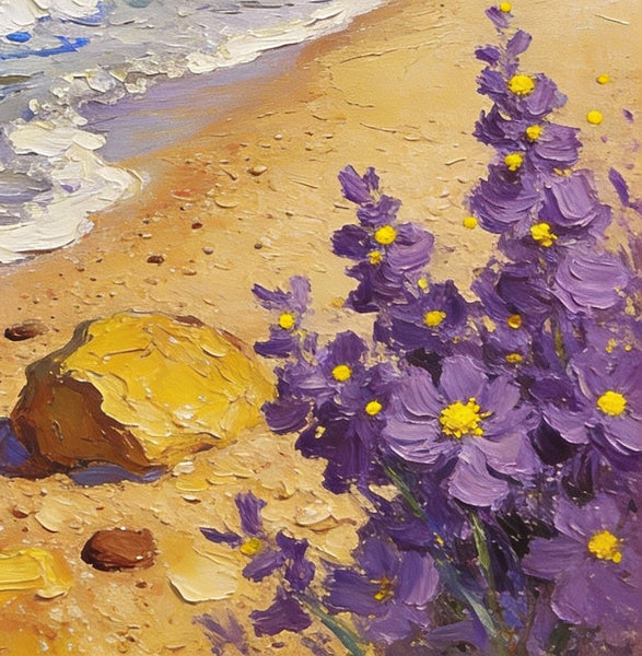 Original Small Paintings on Canvas, Seashore Beach, Small Landscape Paintings, Small Paintings on Canvas, Hand Painted Canvas Art, Palette Knife Impasto Paintings-ArtWorkCrafts.com