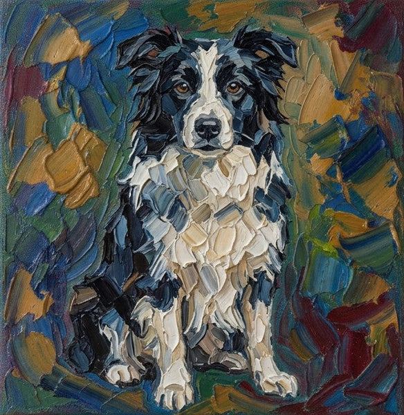Border Collie Dog Portrait, Abstract Pet Portrait Painting, Original Acrylic Paintings, Heavy Texture Painting, Impasto Artwork, Small Art on Canvas, Hand Painted Canvas Art-ArtWorkCrafts.com