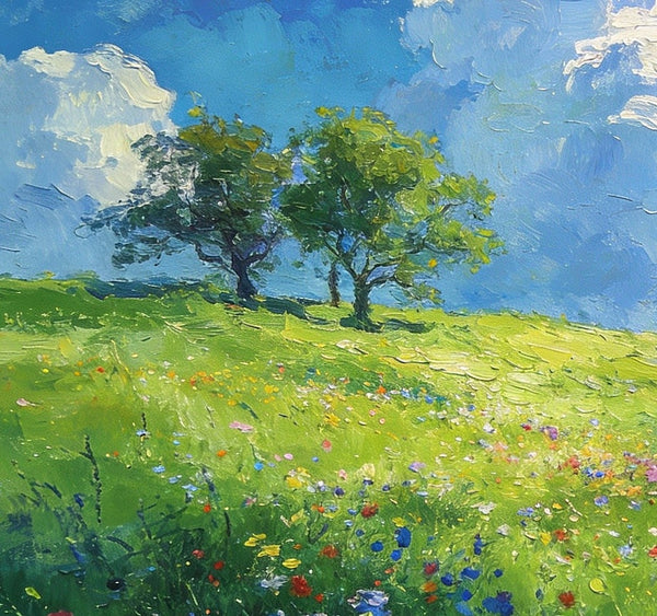 Clouds Over Verdant Hills, On Canvas Small Paintings, Hand Painted Canvas Art, Original Wall Art Paintings, Original Artwork Small Paintings, Small Landscape Paintings-ArtWorkCrafts.com