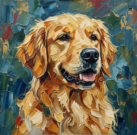 Heavy Texture Painting, Golden Retriever Dog Portrait, Abstract Pet Portrait Painting, Original Acrylic Paintings, Impasto Artwork, Small Art on Canvas, Hand Painted Canvas Art-ArtWorkCrafts.com