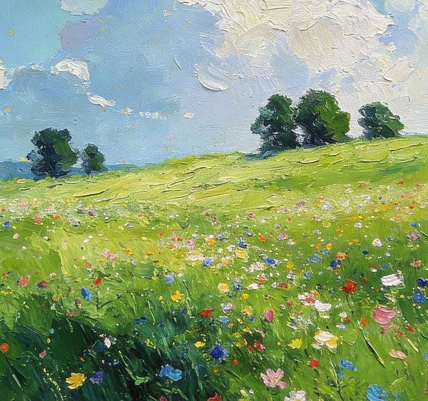 Small Wall Paintings, Green Hills and Blue Sky, Original Small Paintings, Small Oil Paintings, Landscape Artwork Small Paintings-ArtWorkCrafts.com