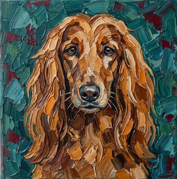 Hand Painted Canvas Art, Afghan Hound Dog Portrait, Abstract Pet Portrait Painting, Impasto Artwork, Heavy Texture Painting, Small Acrylic Paintings, Original Small Paintings-ArtWorkCrafts.com