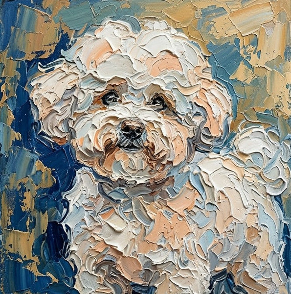 Bichon Frise Dog Portrait, Abstract Pet Portrait Painting, Hand Painted Canvas Art, Impasto Artwork, Original Acrylic Paintings, Heavy Texture Painting, Small Art on Canvas-ArtWorkCrafts.com