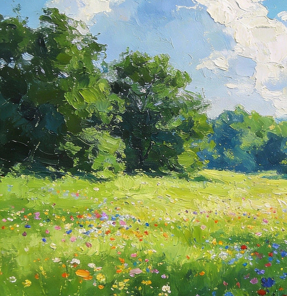 Small Oil Paintings, A Verdant Hillside in Summer, Original Small Paintings, Small Wall Paintings, Landscape Artwork Small Paintings-ArtWorkCrafts.com