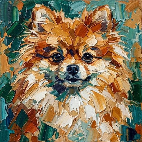 Pomeranian Dog Portrait, Abstract Pet Portrait Painting, Hand Painted Canvas Art, Original Acrylic Paintings, Impasto Artwork, Heavy Texture Painting, Small Art on Canvas-ArtWorkCrafts.com