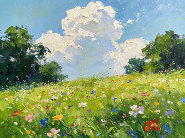 Hand Painted Canvas Art, A Wild Bloom in Spring, Heavy Texture Wall Art Paintings, Original Oil Paintings, Small Landscape Paintings, On Canvas Small Paintings-ArtWorkCrafts.com