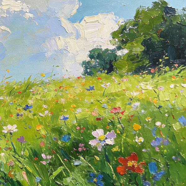 Hand Painted Canvas Art, A Wild Bloom in Spring, Heavy Texture Wall Art Paintings, Original Oil Paintings, Small Landscape Paintings, On Canvas Small Paintings-ArtWorkCrafts.com