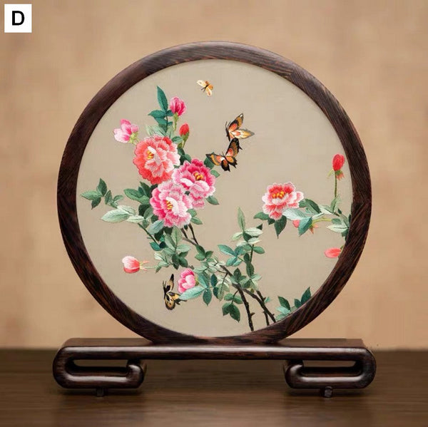 Unique Birthday Gift, Traditional Chinese Suzhou Embroidery Ornament, Exclusive Business Present Flower and Butterfly Embroidered Decor, Premium Souvenir-ArtWorkCrafts.com