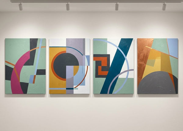 Large Modern Paintings for Living Room, Multi Panel Canvas Paintings, Geometric Contemporary Art, Original Abstract Artwork-ArtWorkCrafts.com