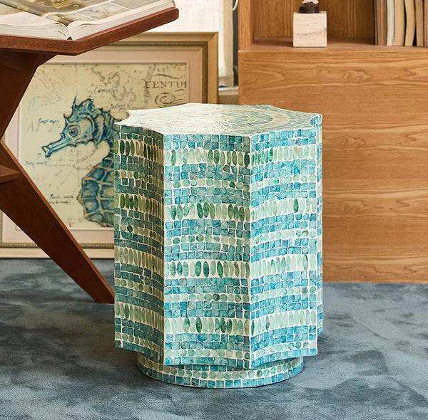 Contemporary Side Table, Contemporary Bedside Table, Bedside Small Side Table, Shell Small Sofa Side Table, Modern Side Table, Small End Table, Portable Casual Side Table, Creative Coffee Table-ArtWorkCrafts.com