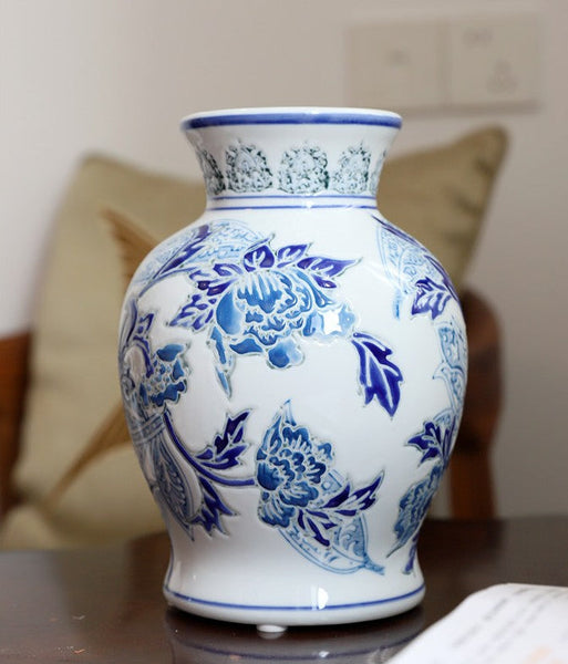 Porcelain Flower Vases, Centerpiece Ceramic Bouquet Vases, Handmade Flower Vase, Vintage Flower Vases on Dining Table-ArtWorkCrafts.com