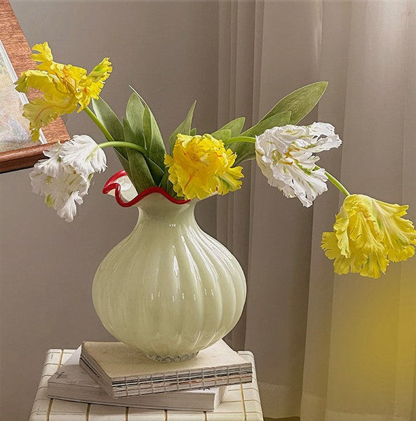 French Vintage Glass Flower Vases, Glass Bud Vases, Flower Vases on Table, Handmade Water Holding Flower Vases