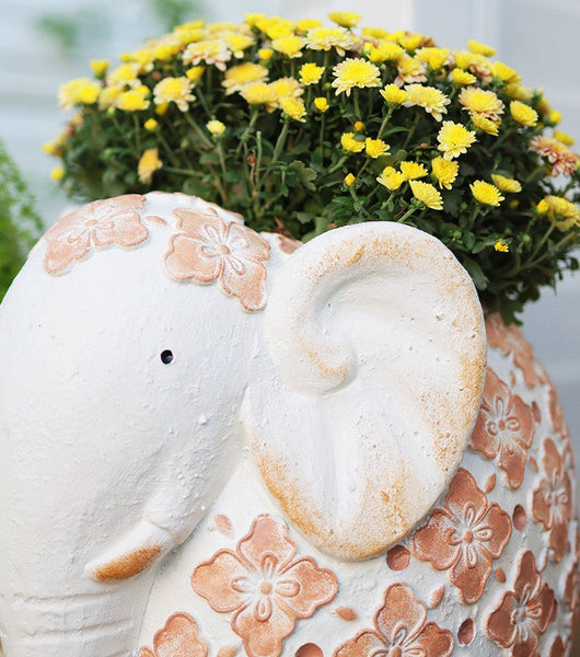 Oversized Modern Garden Flower Pot, Extra Large Elephant Garden Flowerpots, Animal Statue for Garden Ornaments, Resin Statue for Garden, Villa Outdoor Garden Flower Pots-ArtWorkCrafts.com