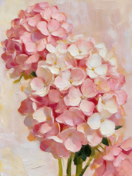 Blooming Pink Hydrangea, Original Flower Paintings, Hand Painted Canvas Art, Original Oil Paintings, Small Canvas Wall Art Paintings-ArtWorkCrafts.com
