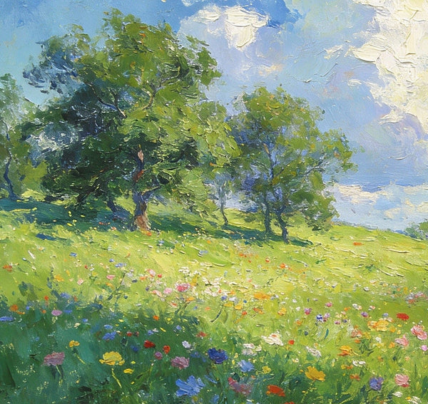 Hand Painted Canvas Art, Little Cottage on a Verdant Hillside, Original Wall Paintings, Small Landscape Paintings, Original Artwork Small Paintings, On Canvas Small Wall Paintings-ArtWorkCrafts.com