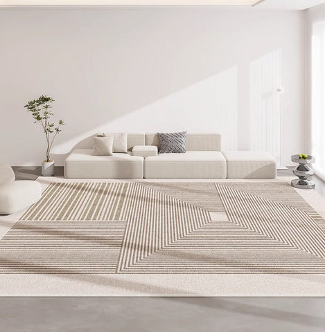 Abstract Contemporary Modern Rugs for Living Room, Extra Large Modern Rugs for Bedroom, Geometric Modern Rug Placement Ideas for Dining Room-ArtWorkCrafts.com
