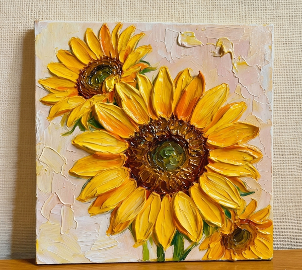 Hand Painted Canvas Art, Small Canvas Artwork, Sunflowers Still Life Painting, Original Acrylic Flower Paintings, Impasto Artwork-ArtWorkCrafts.com