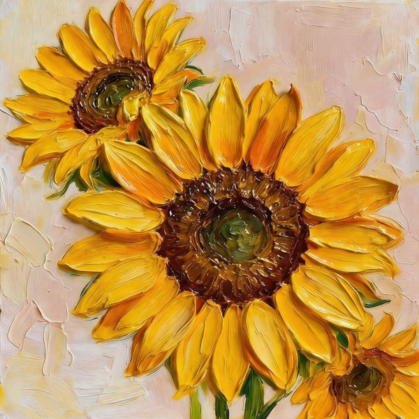 Hand Painted Canvas Art, Small Canvas Artwork, Sunflowers Still Life Painting, Original Acrylic Flower Paintings, Impasto Artwork-ArtWorkCrafts.com