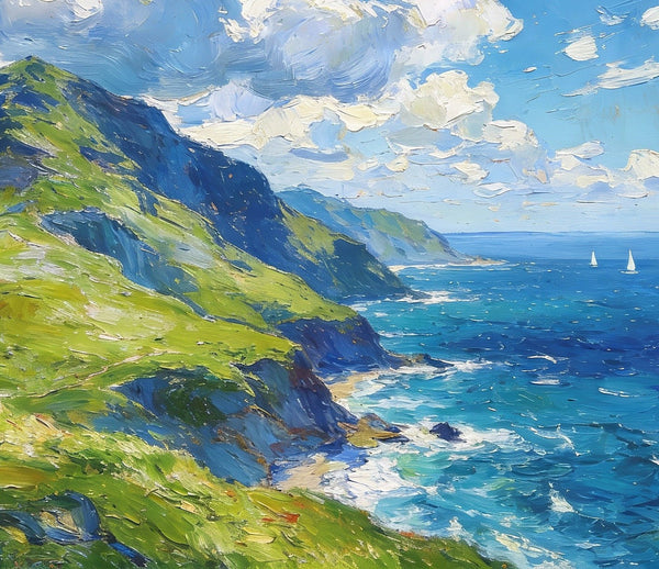 Small Canvas Art, An Azure Sky over the Bay, Original Wall Paintings, Original Artwork Small Paintings, Small Landscape Paintings, On Canvas Small Paintings-ArtWorkCrafts.com