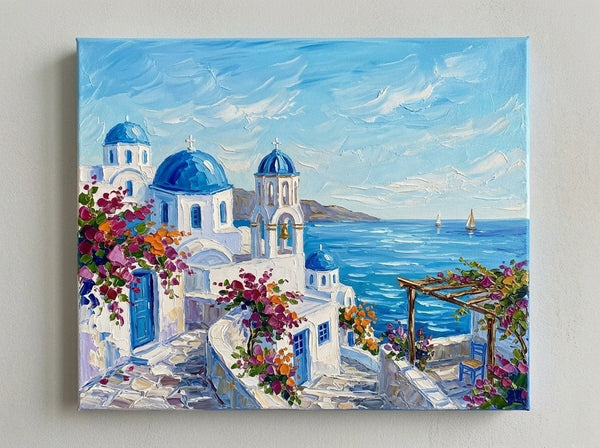The Scenery of the Aegean Sea, Small Art on Canvas, Hand Painted Canvas Art, Original Acrylic Paintings, Impasto Artwork, Heavy Texture Painting, Original Lanscape Art-ArtWorkCrafts.com