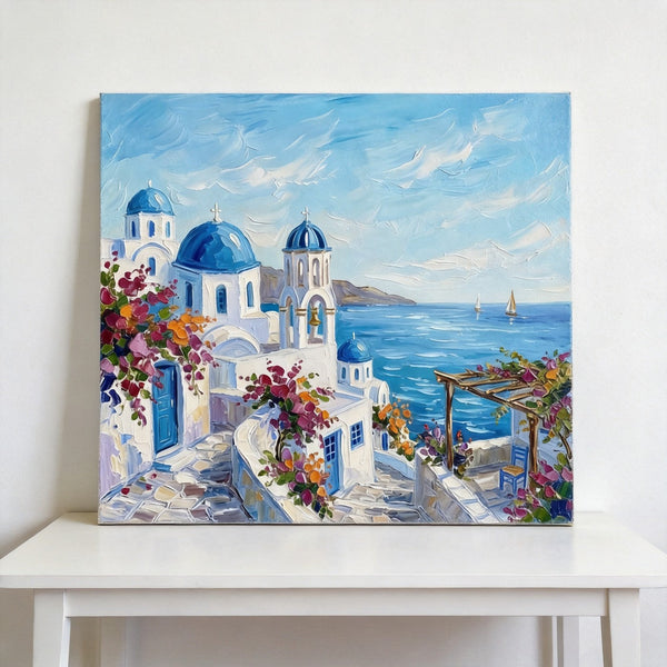 The Scenery of the Aegean Sea, Small Art on Canvas, Hand Painted Canvas Art, Original Acrylic Paintings, Impasto Artwork, Heavy Texture Painting, Original Lanscape Art-ArtWorkCrafts.com
