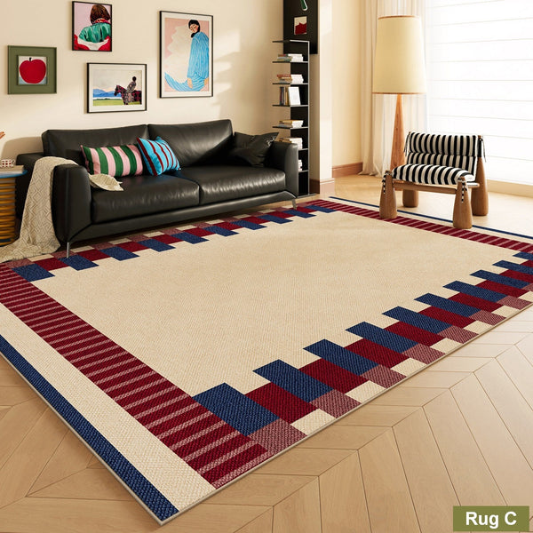 Colorful Absract Rugs for Living Room, Colorful Geometric Rugs for Dining Room, Mid Century Modern Rugs, Contemporary Modern Rugs for Bedroom-ArtWorkCrafts.com