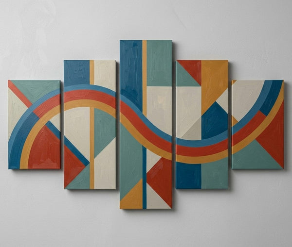 Bedroom Contemporary Canvas Paintings, Colorful Abstract Paintings, Geometric Modern Art, Hand Painted Acrylic Art-ArtWorkCrafts.com