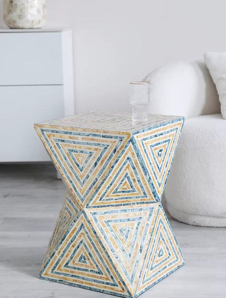 Contemporary Small Sofa Side Table, Shell Small Side Table, Unique Small End Table, Portable Casual Side Table, Creative Coffee Table-ArtWorkCrafts.com
