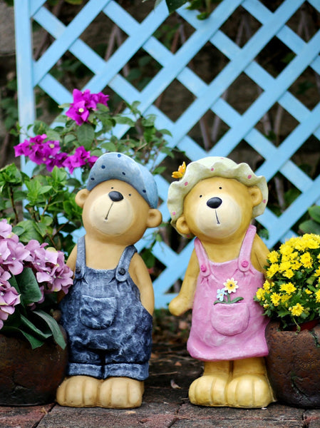 Garden Animal Sculpture Bear Statues, Garden Decor Ideas, Outdoor Garden Decoration, Animal Statues, Garden Ornament, Villa Courtyard Decor-ArtWorkCrafts.com