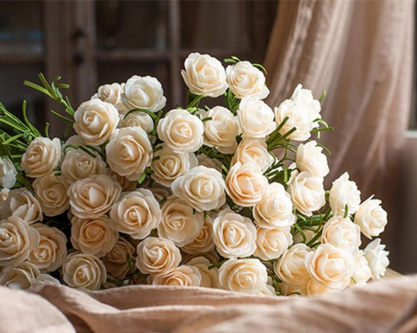 Flower Arrangement Ideas for Living Room, White Camellia Flowers, Modern Artificial Flowers for Home Decoration, Simple Artificial Floral for Bedroom-ArtWorkCrafts.com