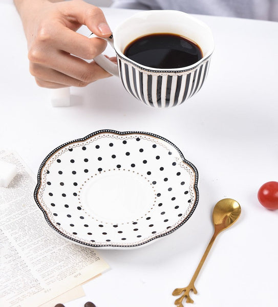 Elegant Modern Ceramic Coffee Cups, Creative Porcelain Tea Cup Saucer Set, Unique Porcelain Cup and Saucer, Afternoon British Tea Cups-ArtWorkCrafts.com