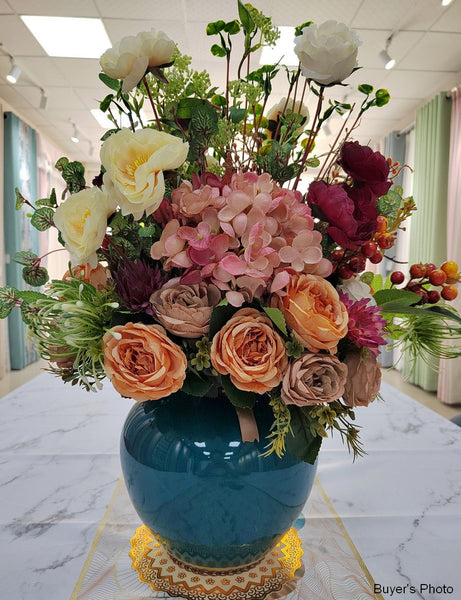Modern Large Bunch of Flowers Arrangement Interior Design, Creative Artificial Floral Arrangement for Bedroom, Creative Faux Silk Floral Bouquet Table Centerpiece-ArtWorkCrafts.com