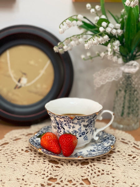 French Style China Porcelain Tea Cup Saucer Set, 7.8 oz Tea Cup and Saucers, Royal Ceramic Cups, Elegant Vintage Ceramic Coffee Cups for Traditional Afternoon Tea-ArtWorkCrafts.com